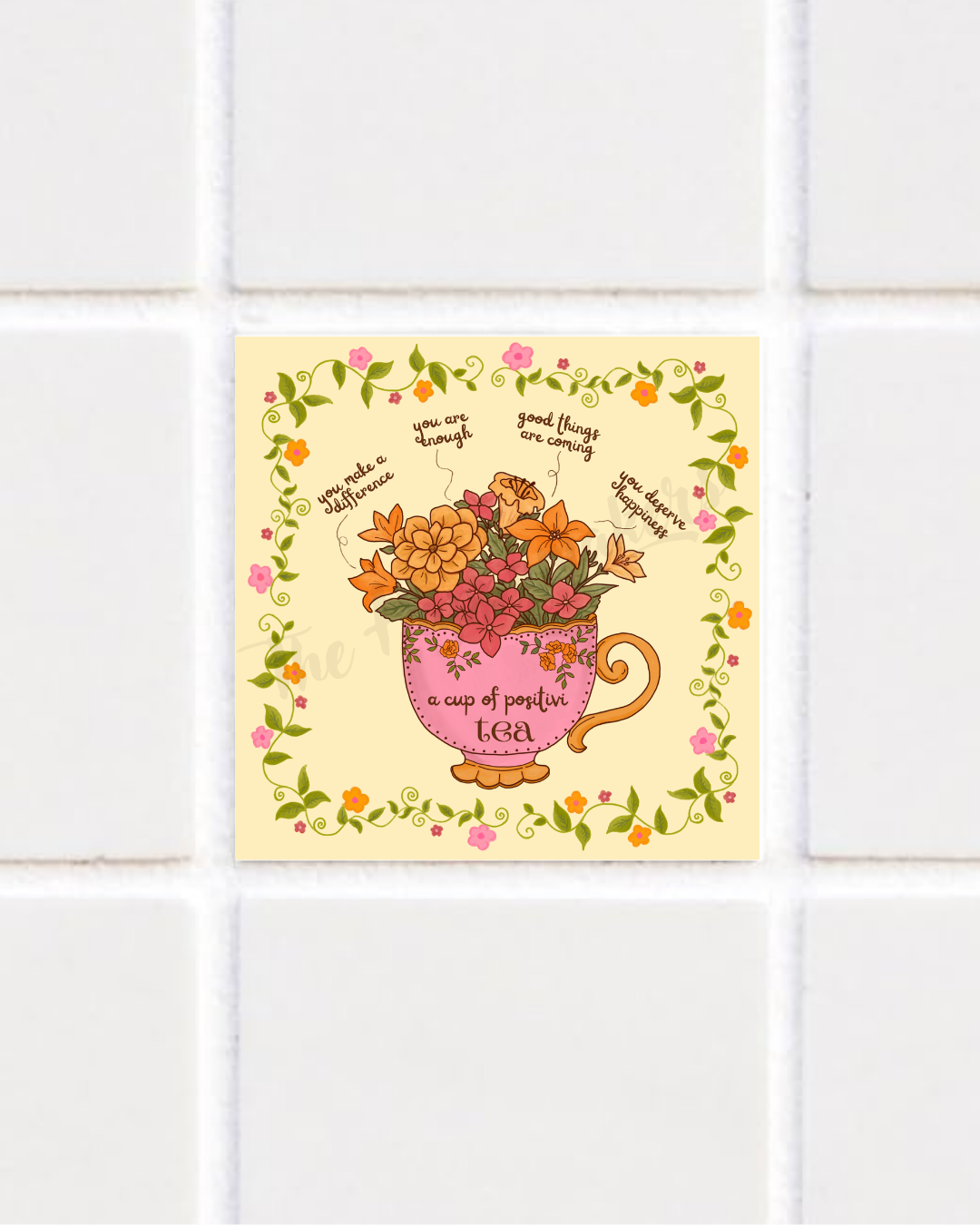Happy tile sticker ☀ a cup of positivi-tea