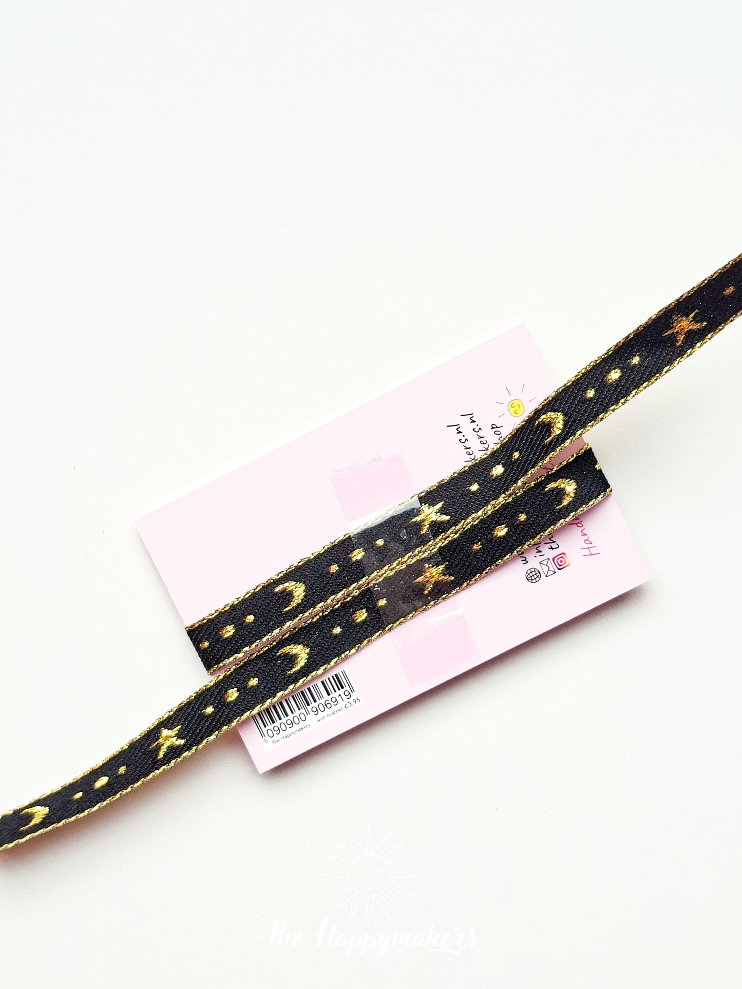 Wensarmband lint, zon en maan, bohemian