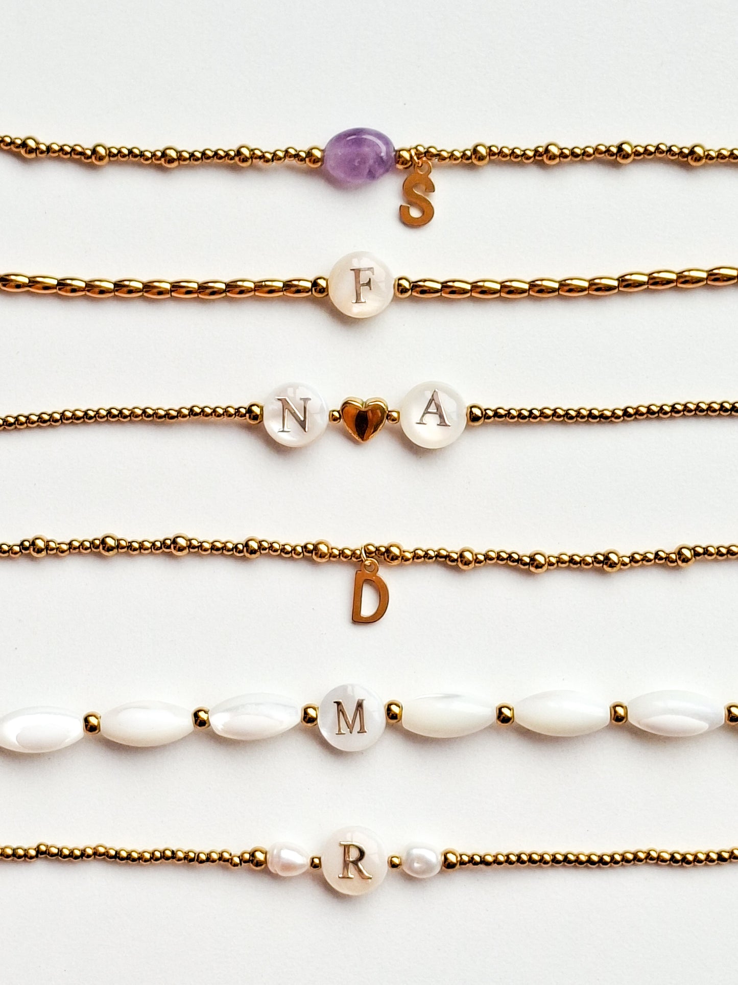 Letter kralen armband, initialen, naam, stainless steel, 100% waterproof, gepersonaliseerd cadeau, op maat gemaakt, handgemaakt