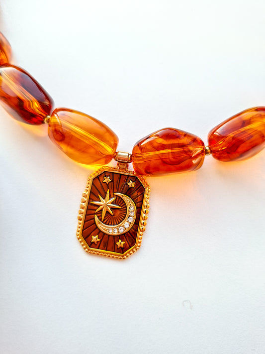Chunky kralen ketting met bedel