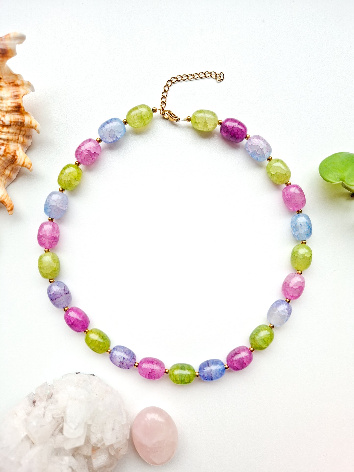 Glass bead necklace mixed collors