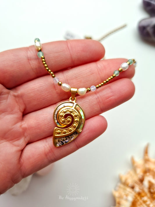 One of a kind abalone shell charm necklace