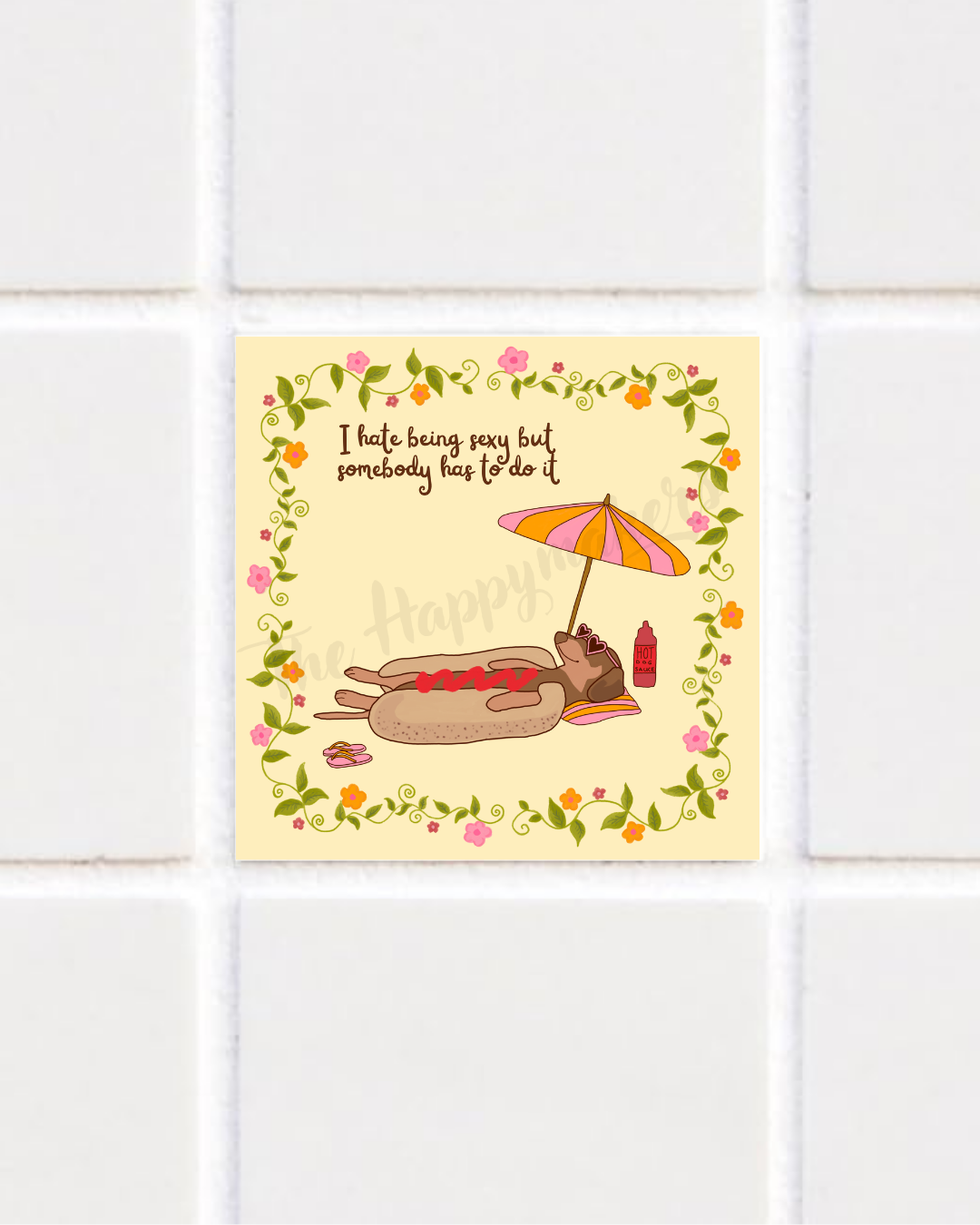 Happy tile sticker ☀ hot dog
