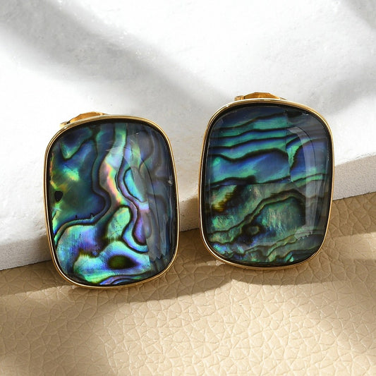 Studs stainless steel & abalone, boho beach