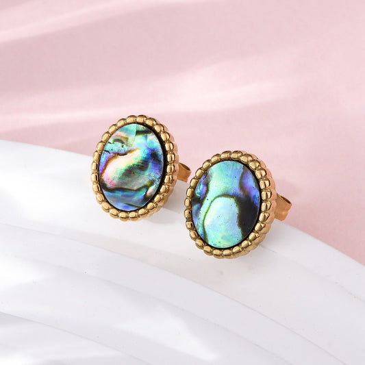 Studs stainless steel & abalone, boho beach
