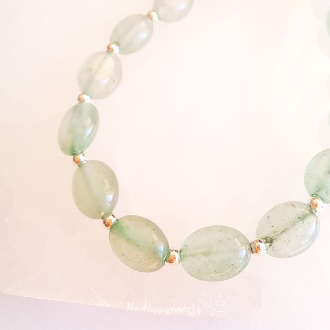 Kralen armband boho 925 sterling zilver, handgemaakt, 100% waterproof, aventurijn edelsteen