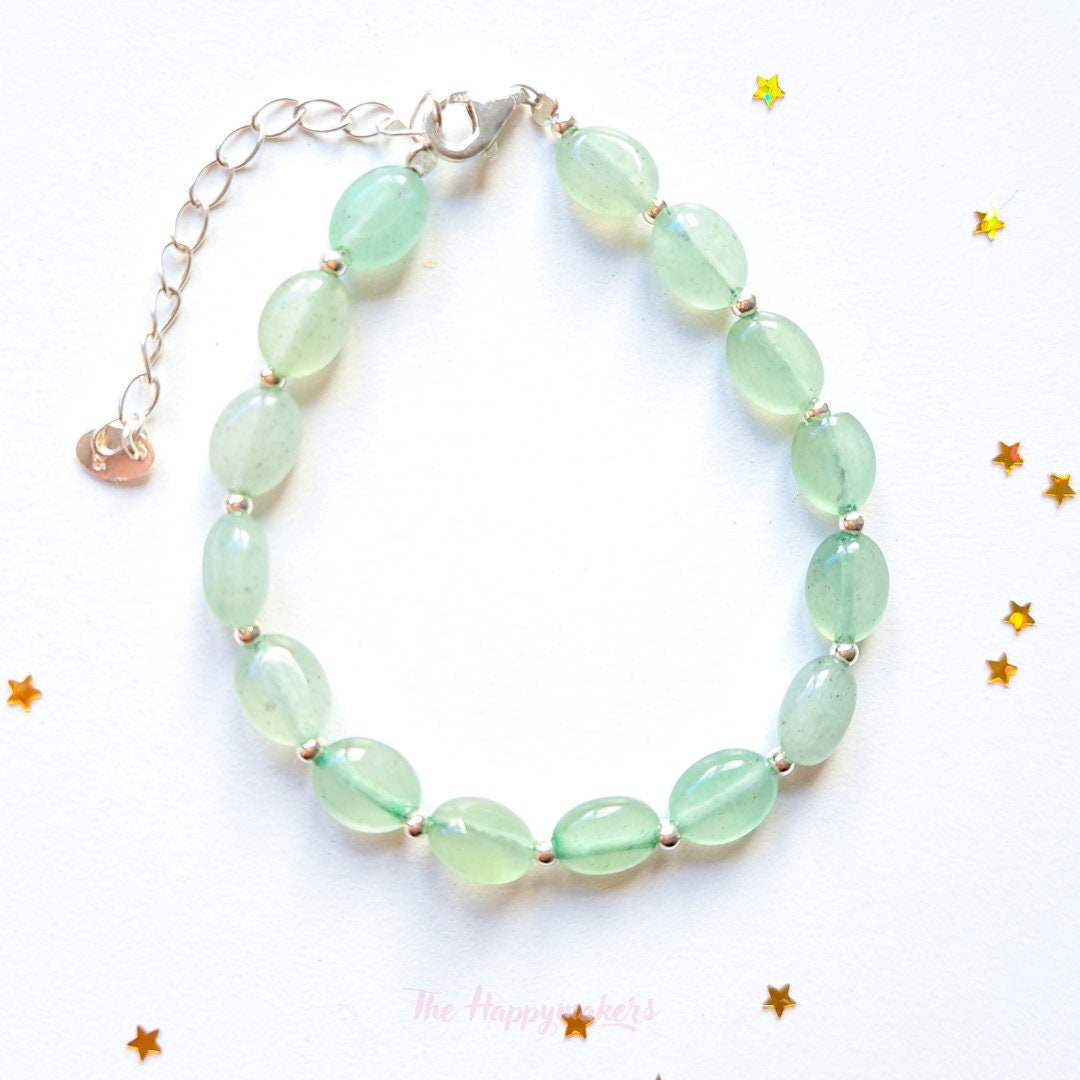 Kralen armband boho 925 sterling zilver, handgemaakt, 100% waterproof, aventurijn edelsteen