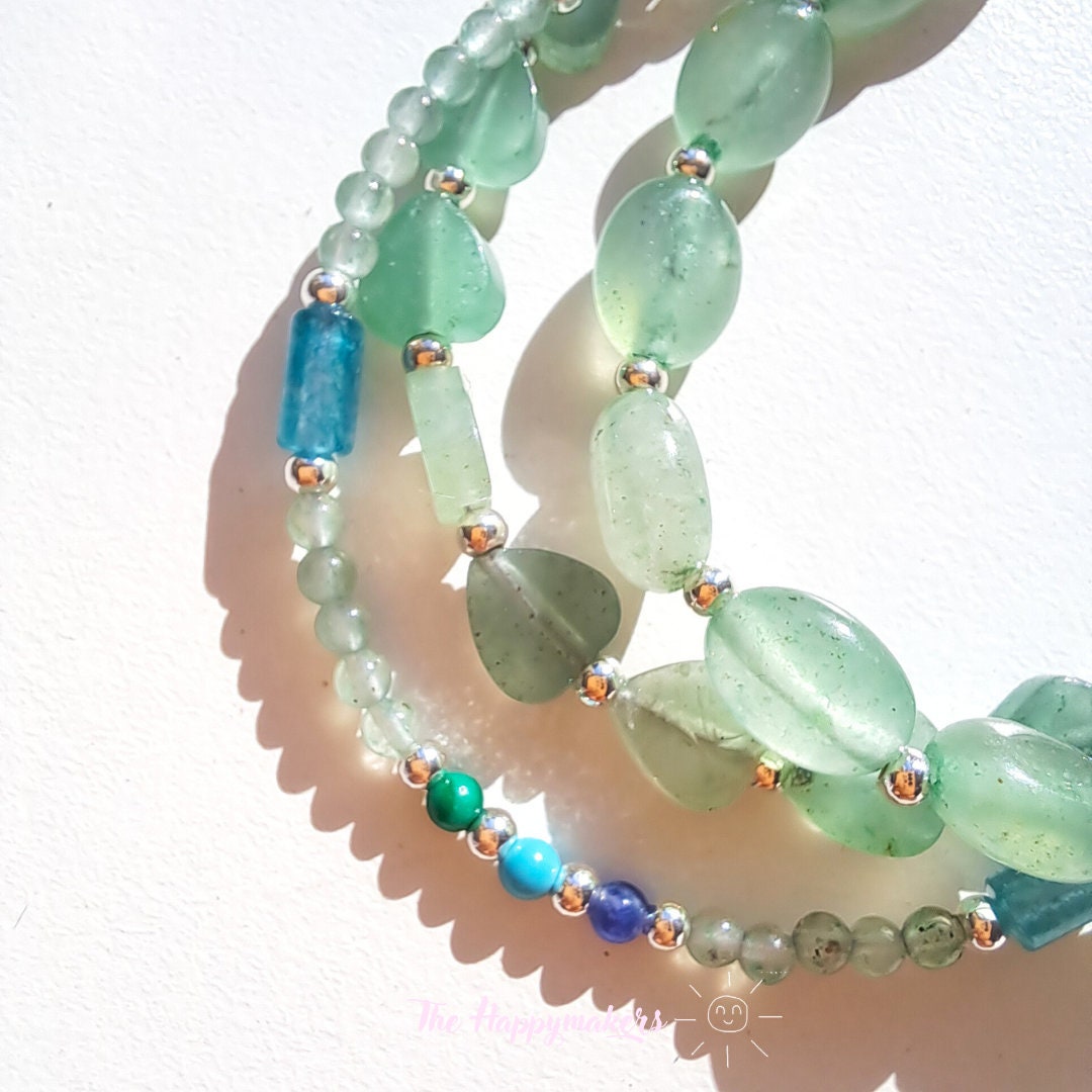 Kralen armband boho 925 sterling zilver, handgemaakt, 100% waterproof, aventurijn edelsteen