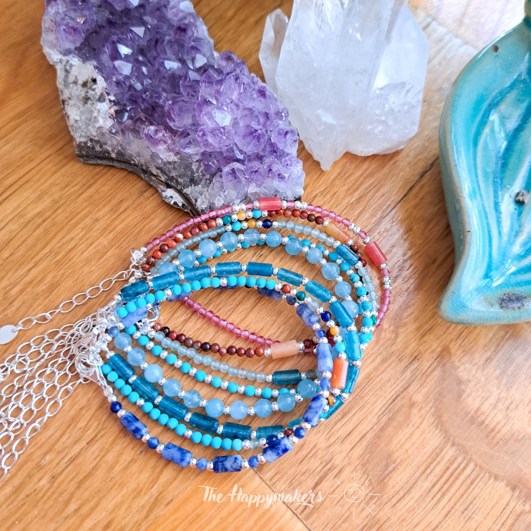 Kralen armband boho 925 sterling zilver, handgemaakt, 100% waterproof, turkoois edelsteen, bescherming