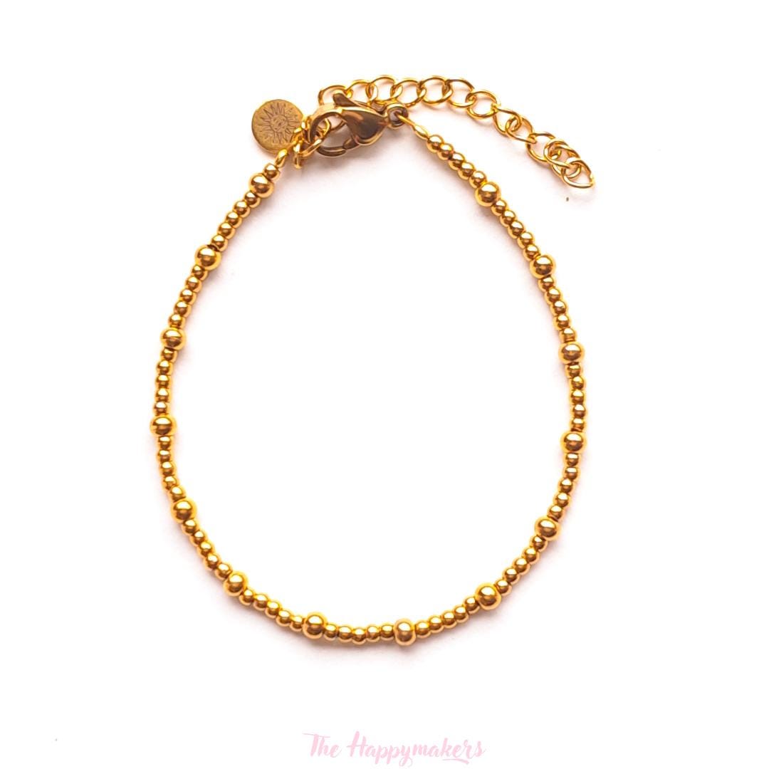 Kralen armband boho stainless steel, handgemaakt, 100% waterproof, goudkleurig, basics, minimalistische armband