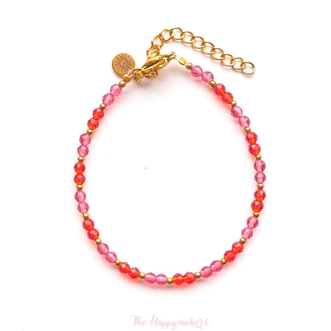 Kralen armband boho stainless steel, handgemaakt, 100% waterproof, goudkleurig, basics, zirkoon steen, kleuren armband