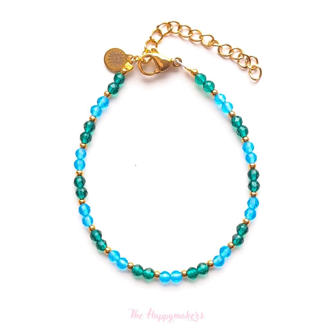 Kralen armband boho stainless steel, handgemaakt, 100% waterproof, goudkleurig, basics, zirkoon steen, kleuren armband