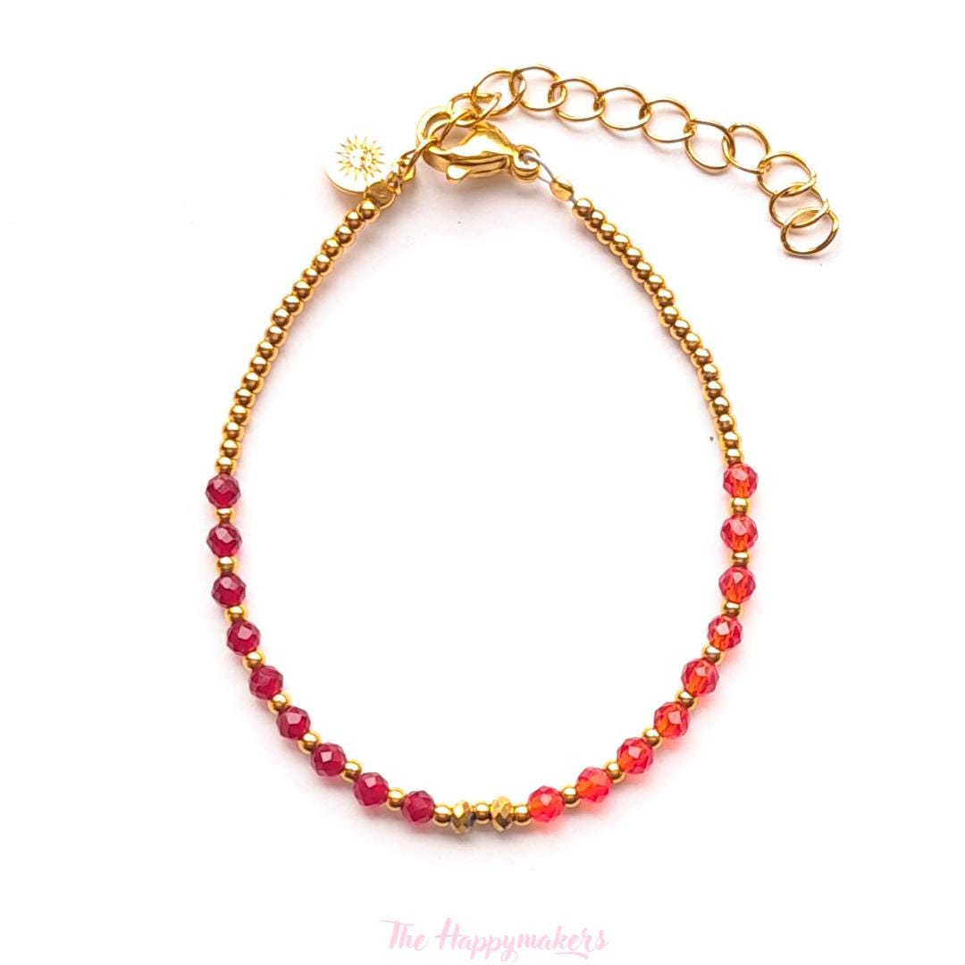 Kralen armband boho stainless steel, handgemaakt, 100% waterproof, goudkleurig, basics, zirkoon steen, kleuren armband