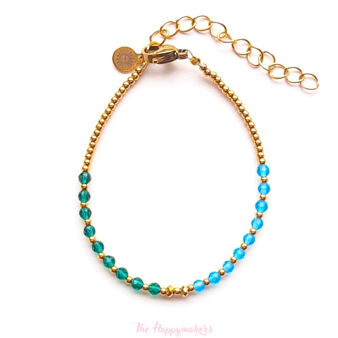 Kralen armband boho stainless steel, handgemaakt, 100% waterproof, goudkleurig, basics, zirkoon steen, kleuren armband