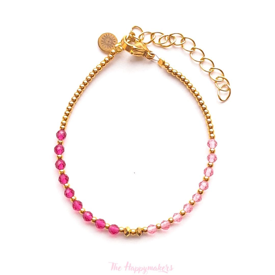 Kralen armband boho stainless steel, handgemaakt, 100% waterproof, goudkleurig, basics, zirkoon steen, kleuren armband