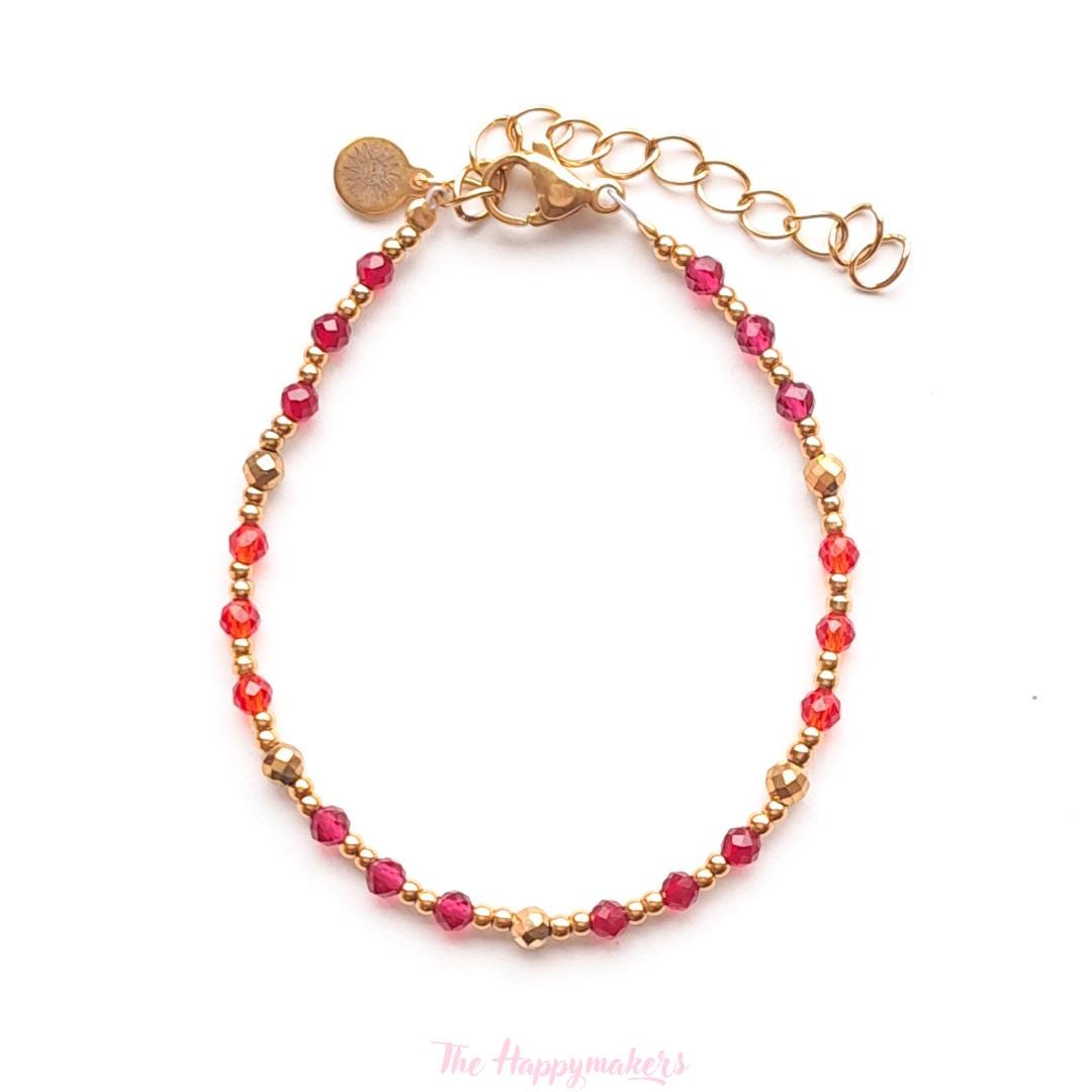 Kralen armband boho stainless steel, handgemaakt, 100% waterproof, goudkleurig, basics, zirkoon steen, kleuren armband