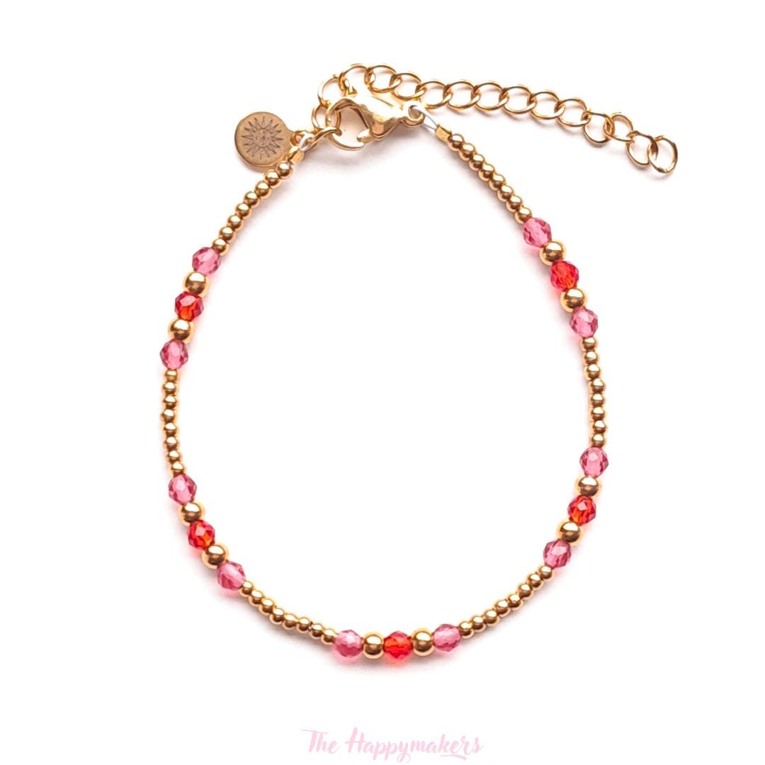Kralen armband boho stainless steel, handgemaakt, 100% waterproof, goudkleurig, basics, zirkoon steen, kleuren armband