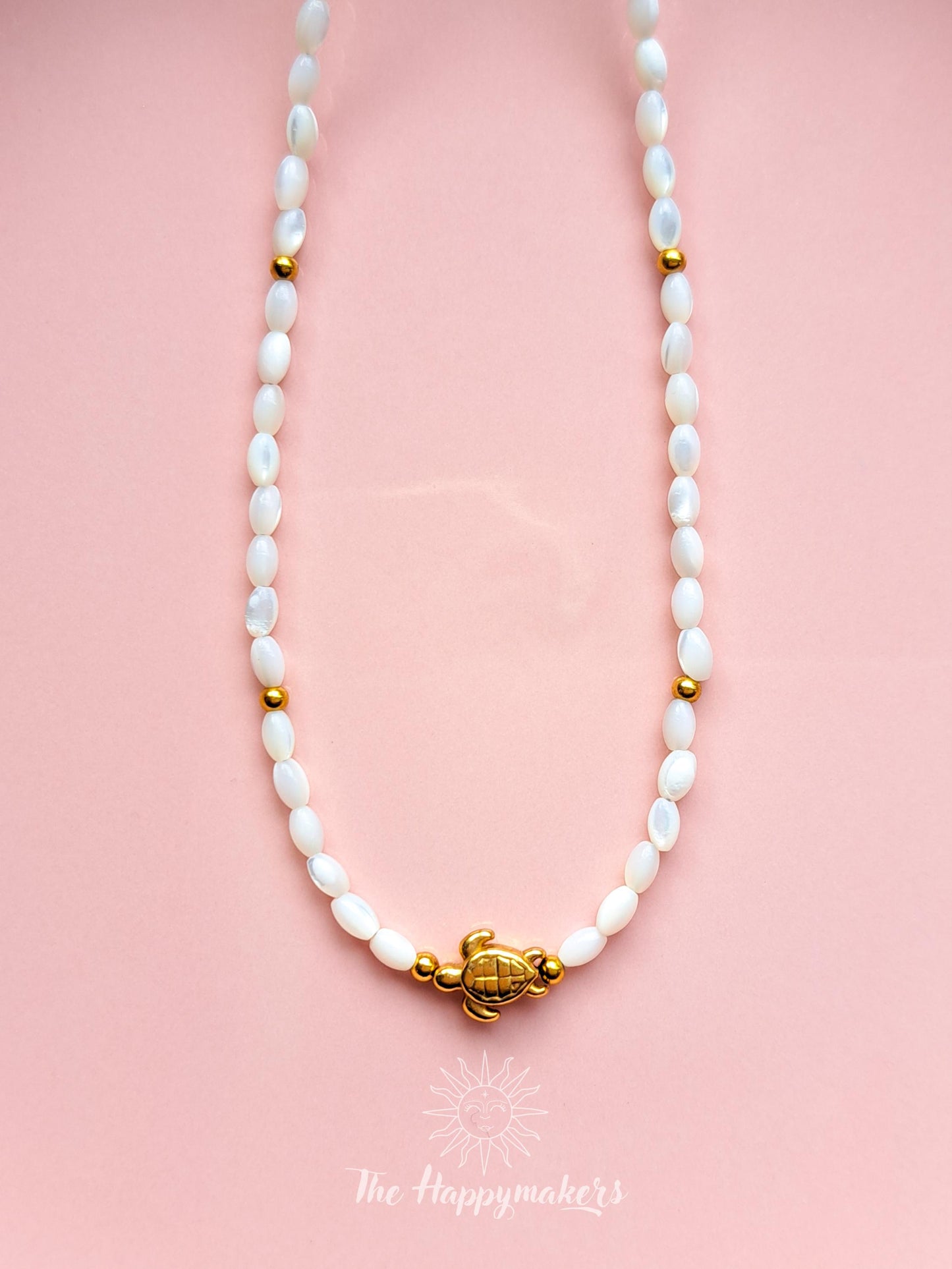 Kralen ketting beach, waterproof, boho, stainless steel, handgemaakt, schelpkralen, parels