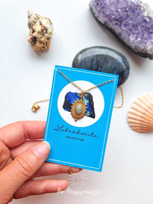 Ketting met edelsteen bedel ☀ labradoriet