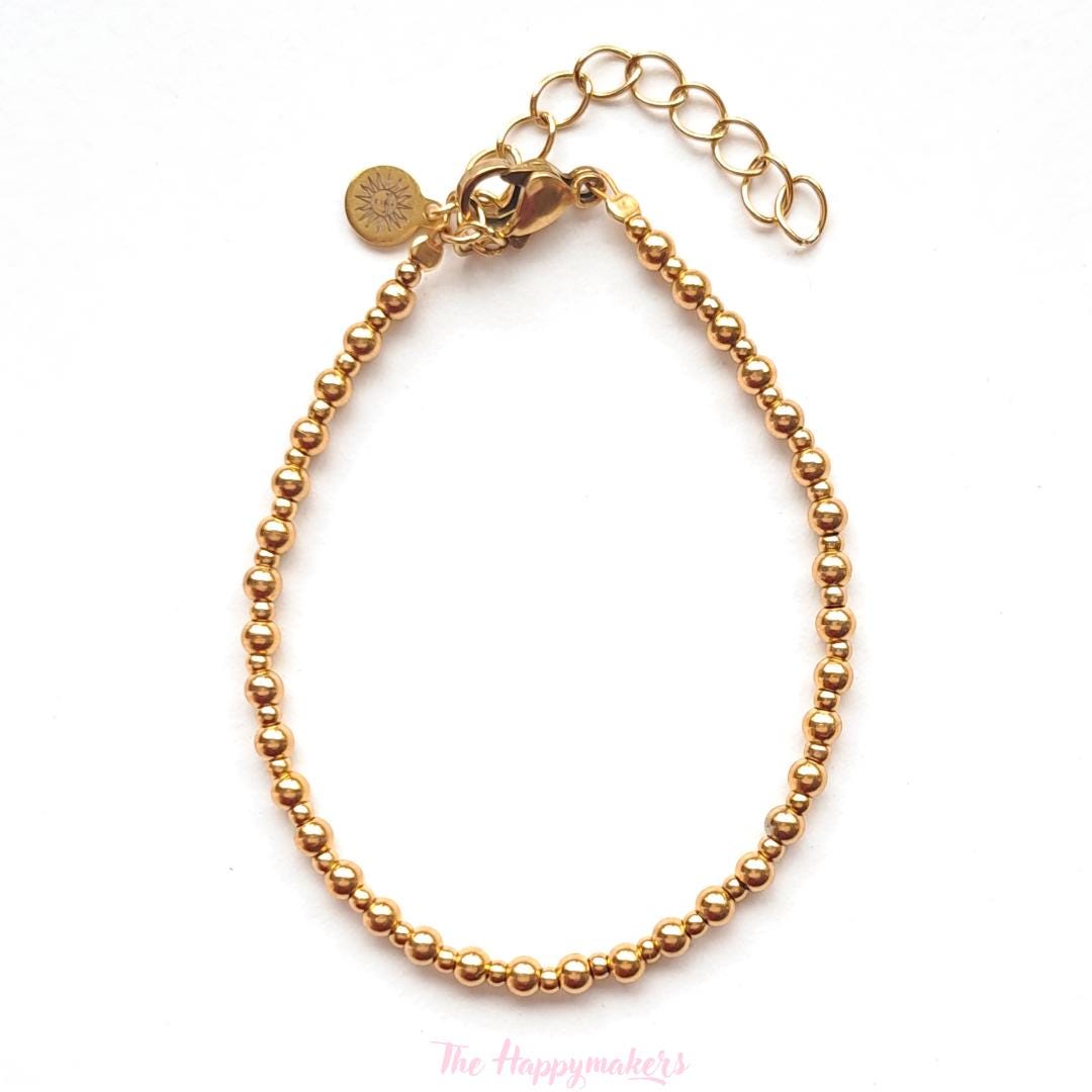 Kralen armband boho stainless steel, handgemaakt, 100% waterproof, goudkleurig, basics, minimalistische armband