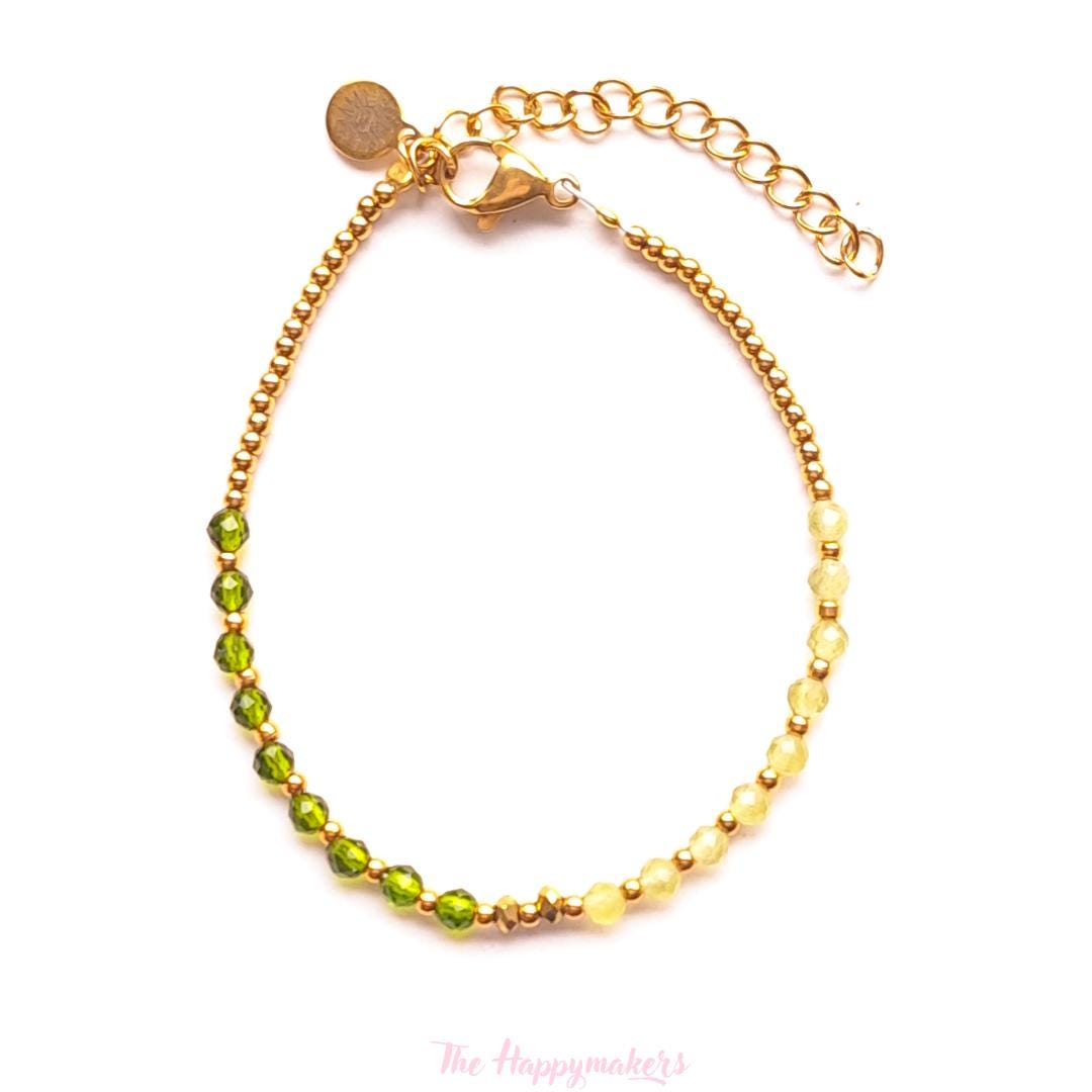 Kralen armband boho stainless steel, handgemaakt, 100% waterproof, goudkleurig, basics, zirkoon steen, kleuren armband