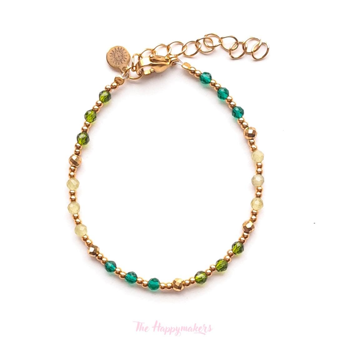 Kralen armband boho stainless steel, handgemaakt, 100% waterproof, goudkleurig, basics, zirkoon steen, kleuren armband