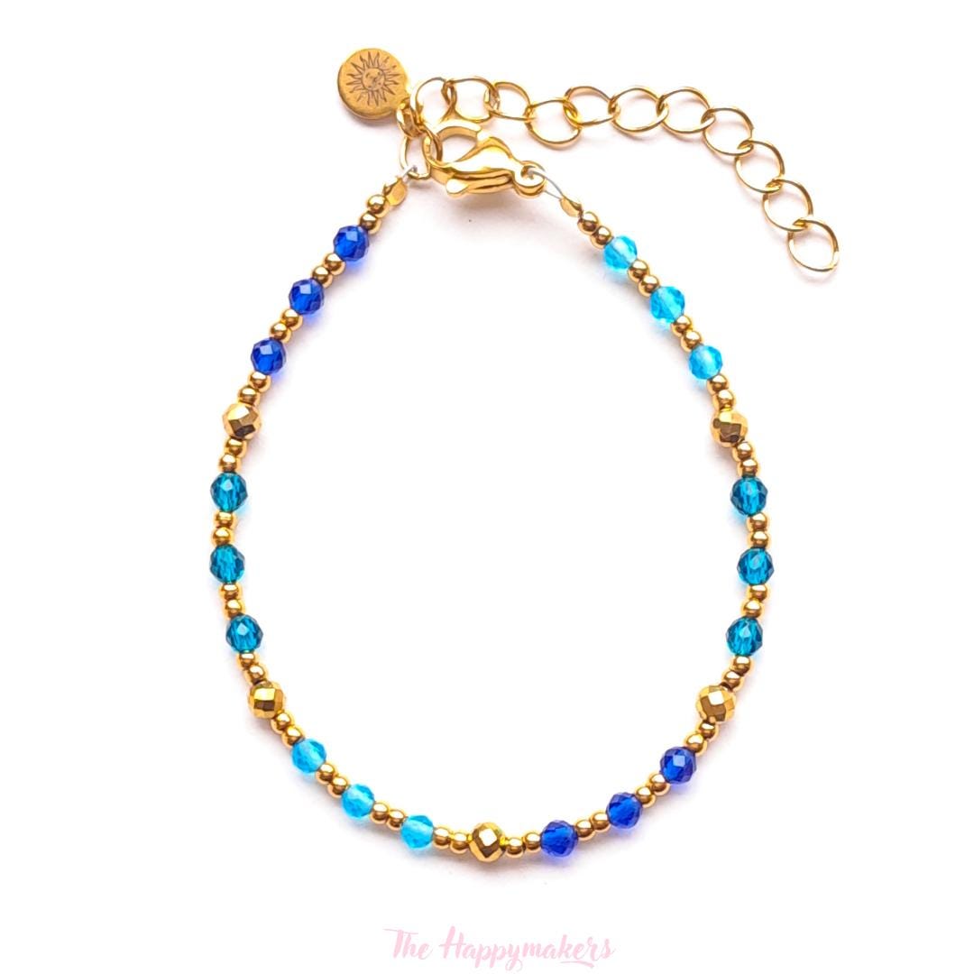 Kralen armband boho stainless steel, handgemaakt, 100% waterproof, goudkleurig, basics, zirkoon steen, kleuren armband
