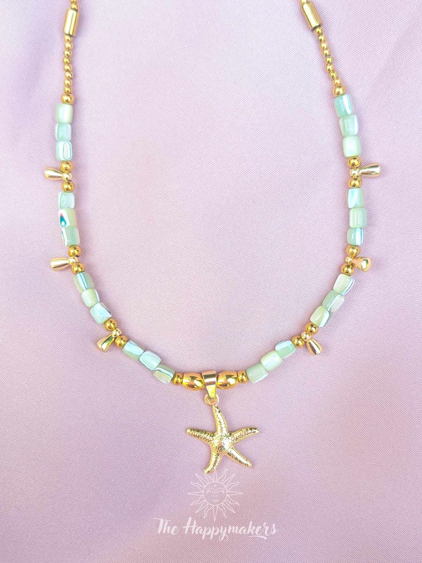 Kralen ketting beach, waterproof, boho, stainless steel, handgemaakt, schelpkralen