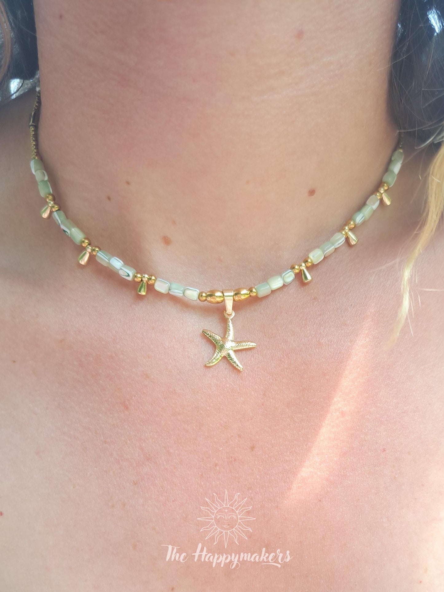 Kralen ketting beach, waterproof, boho, stainless steel, handgemaakt, schelpkralen