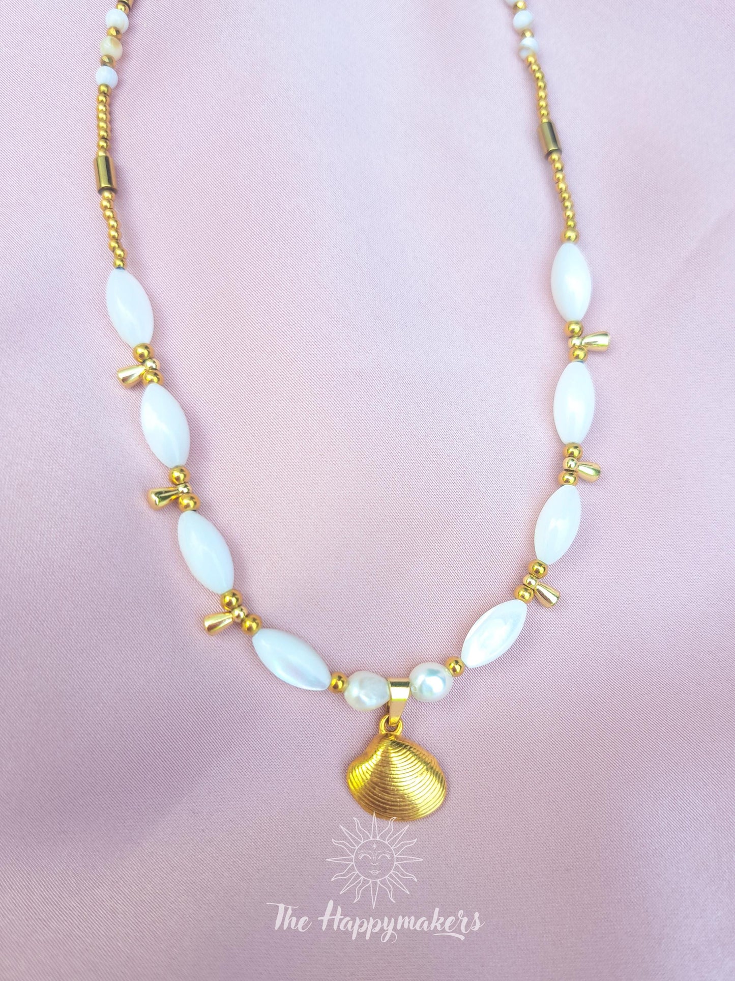 Kralen ketting beach, waterproof, boho, stainless steel, handgemaakt, schelpkralen