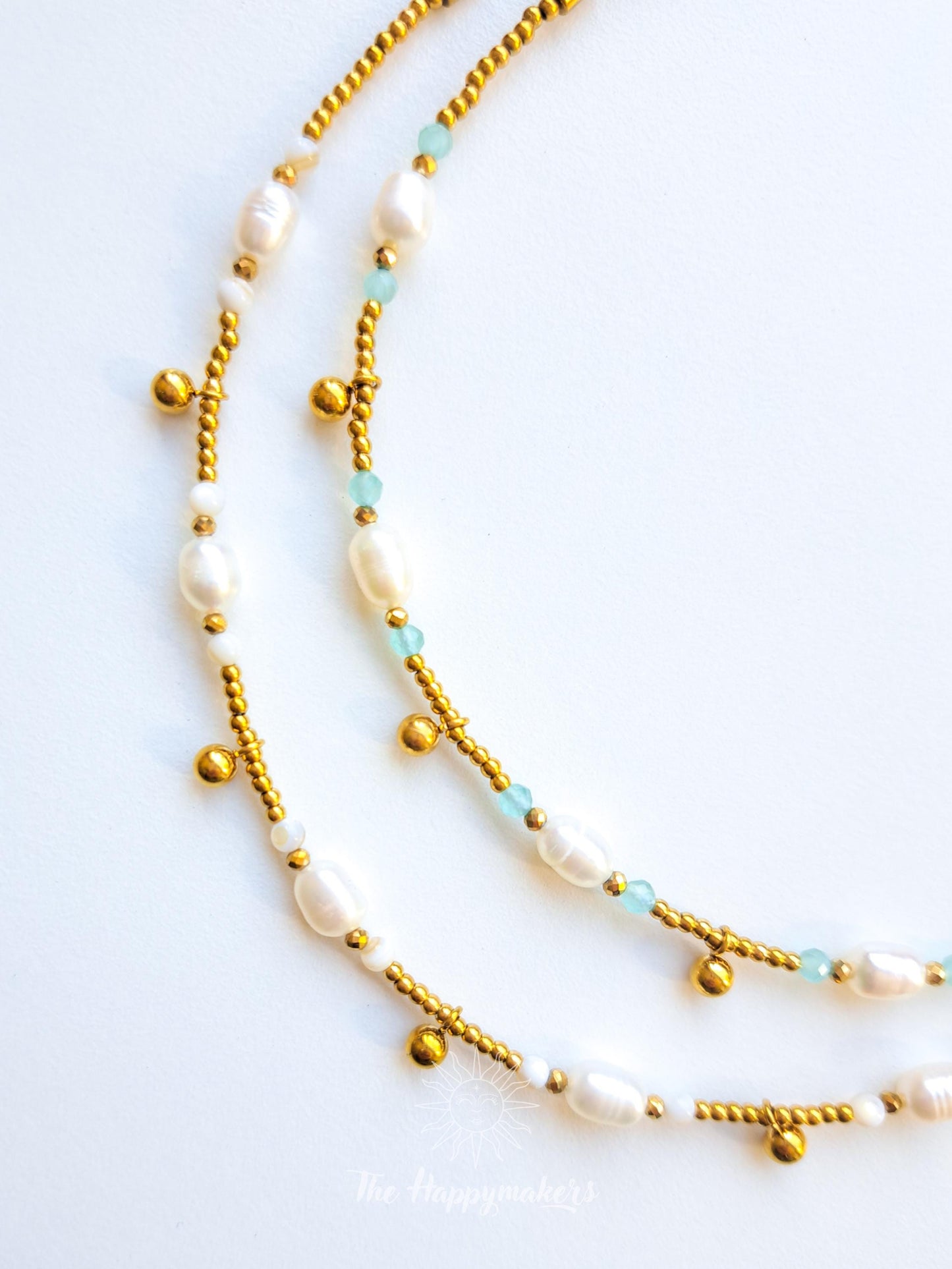 Kralen ketting beach, waterproof, boho, stainless steel, handgemaakt, schelpkralen, parels