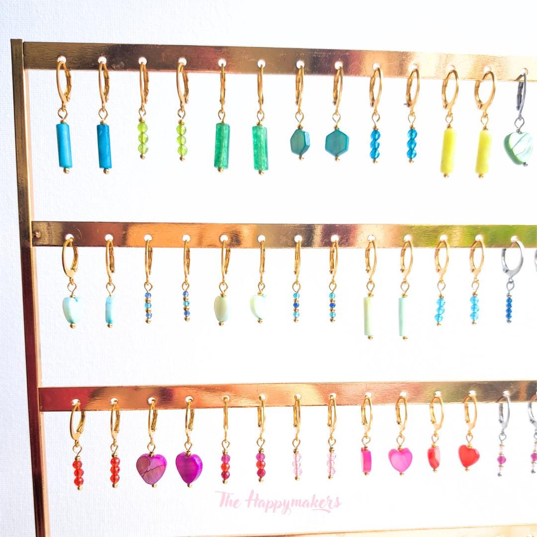 Oorbellen stainless steel, hartjes, 100% waterproof, schelpkralen, little hoops, bedeloorbellen, handgemaakt