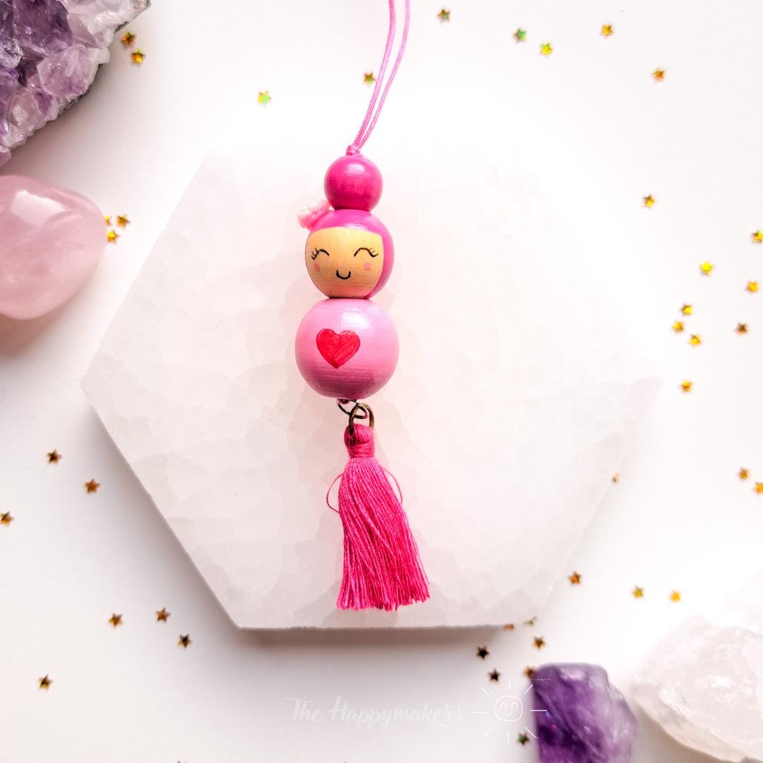 Gelukspoppetje, handgemaakt, geluksbrenger, liefde, cadeautje, geschenk, hanger, autohanger