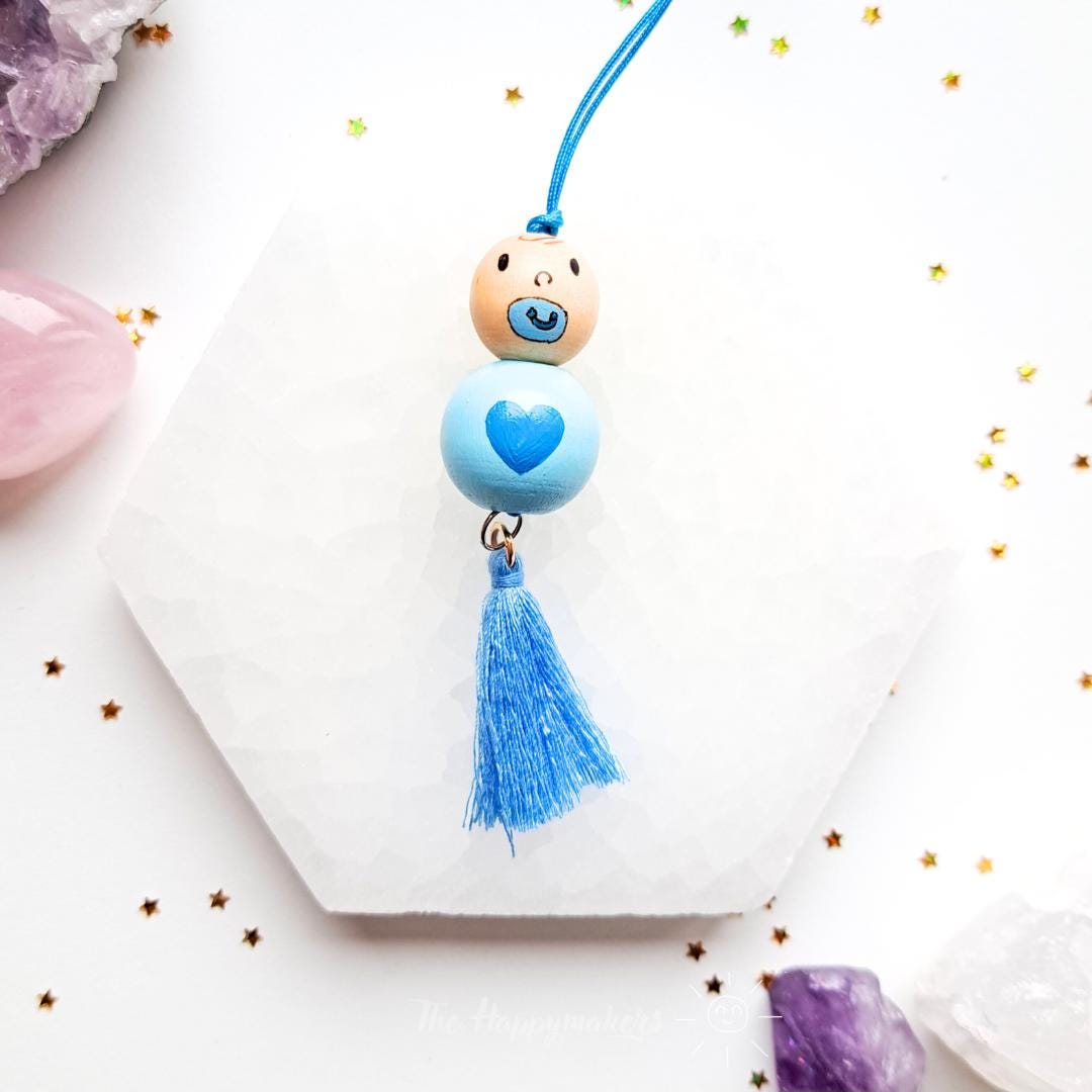 Gelukspoppetje, baby, jongen, handgemaakt, geluksbrenger, liefde, cadeautje, geschenk, hanger, autohanger