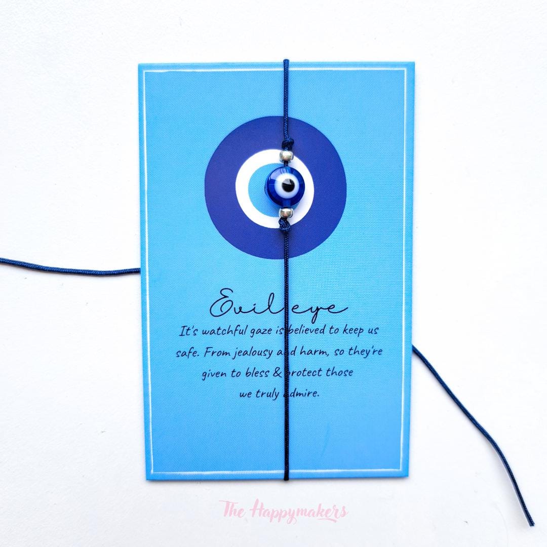 Wensarmbandje evil eye, macramé armband, turks/grieks, boze oog, stainless steel