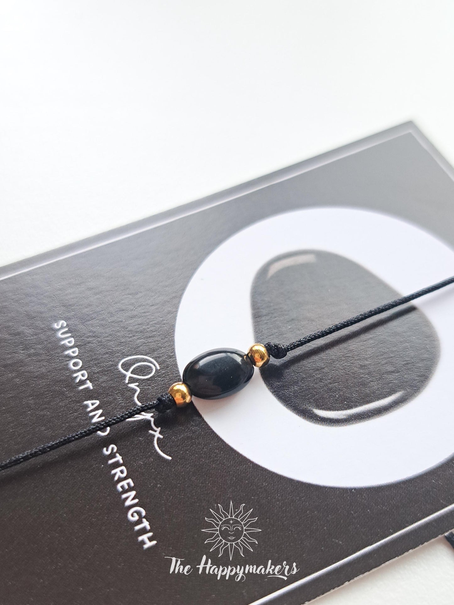 Wensarmbandje edelsteen, onyx, kraal, macramé armband, stainless steel, cadeaugeschenk, zakelijk geschenk, minimalistisch
