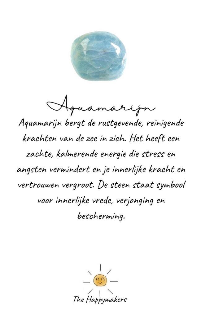 Kralen ketting edelsteen, aquamarijn, waterproof, boho, beach, stainless steel, handgemaakt, vis bedel