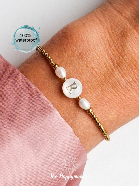 Letter kralen armband, initialen, naam, stainless steel, 100% waterproof, gepersonaliseerd cadeau, op maat gemaakt, handgemaakt