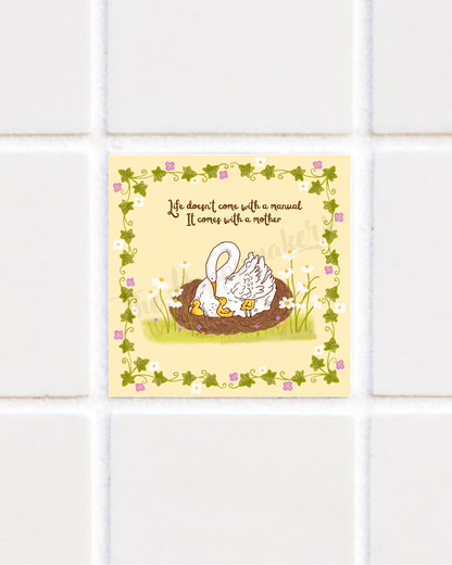 Happy tile sticker ☀ life comes with a mother