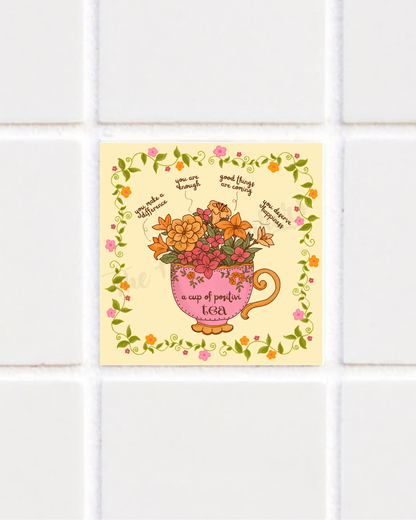 Happy tile sticker ☀ a cup of positivi-tea