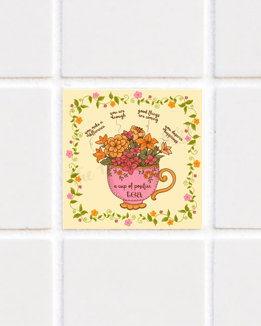 Happy tile sticker ☀ a cup of positivi-tea