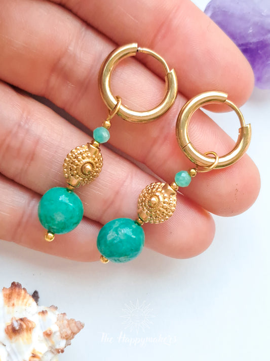 Oorbellen india amazoniet