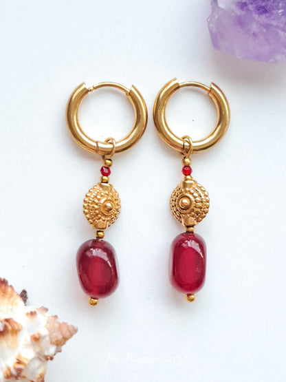 Earring hoops red chalcedoon india