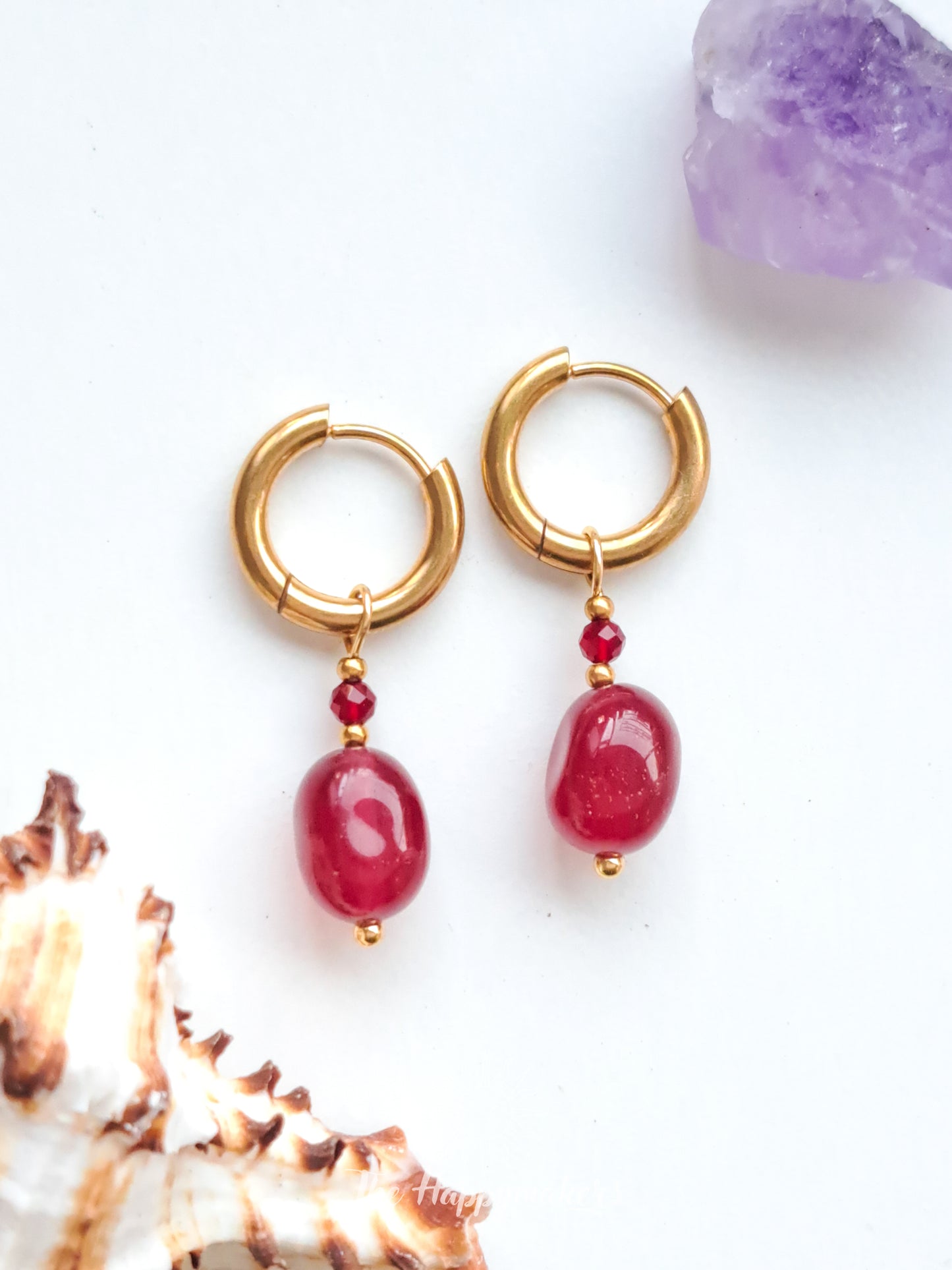 Earring hoops red chalcedoon