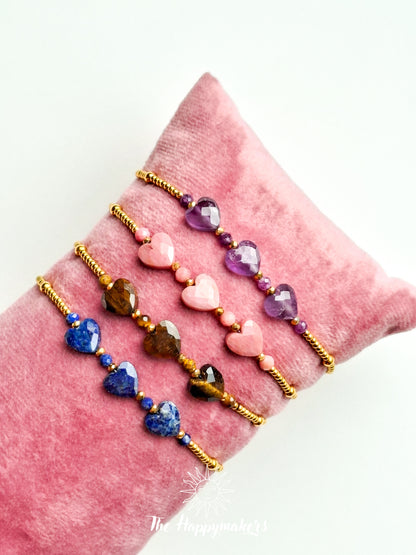 Armband edelsteen hartjes