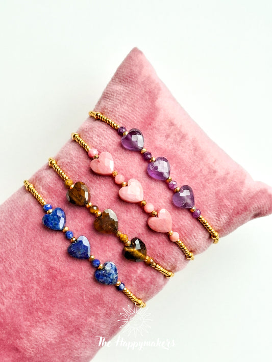 Armband edelsteen hartjes