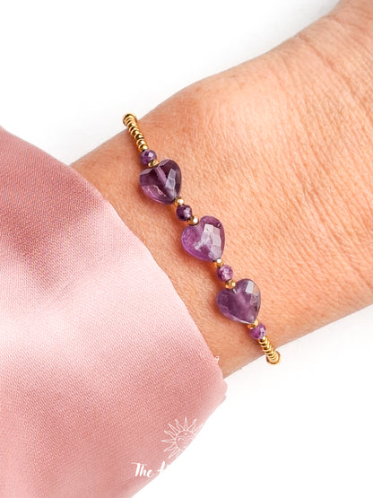 Armband edelsteen hartjes