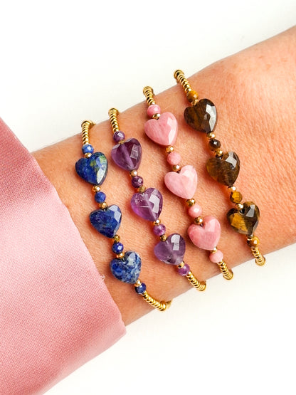 Armband edelsteen hartjes