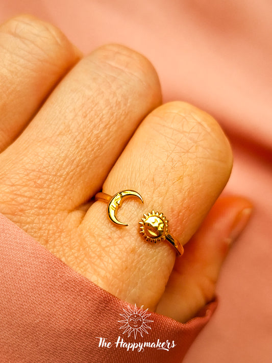 Ring stainless steel ☀ moon & sun