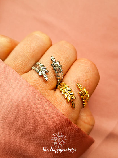 Ring stainless steel ☀ leafs